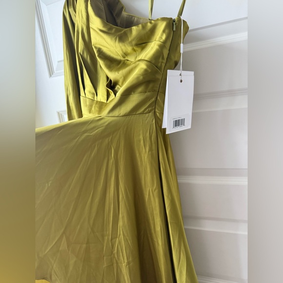 Mac Duggal One-Shoulder High-Low Dress in Chartreuse - Picture 10 of 11